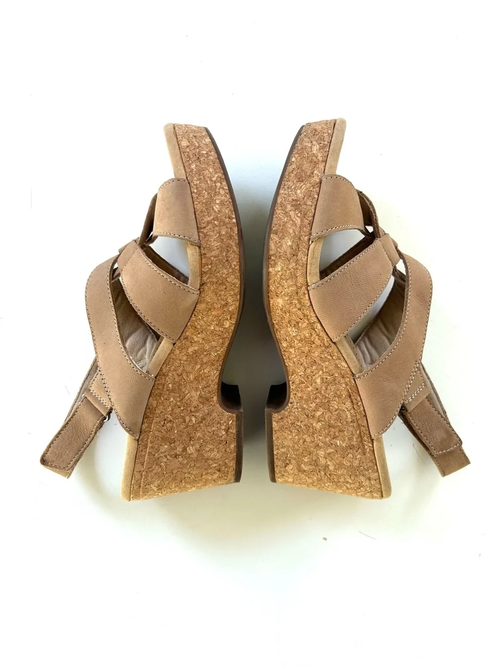 Clarks Strappy Tan Giselle Beach Cork Wedge Sandal